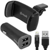 Image de Support Smartphone Voiture + Chargeur Allume-Cigare 2A 2 USB + Câble Lightning
