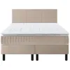 Image de Ensemble boxspring surmatelas + matelas + sommier + tête de lit + pieds chenillé lin Epeda ENCHANTEUR 160x200