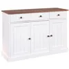 Image de SOCOA - Buffet 3 Portes 3 Tiroirs Bois Massif Vernis Sepia et Blanc