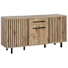 Image de ROMY - Buffet 3 Portes 1 Tiroir Aspect Bois Finition Canyon Oak Effet Tasseaux