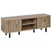 Image de ROMY - Meuble TV 2 Portes 2 Niches Aspect Bois Finition Canyon Oak Effet Tasseaux