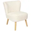 Image de KELIOS - Fauteuil en Tissu Bouclettes Blanc Pieds Bois Naturel