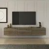 Image de Meuble TV mural effet noyer - 3 niches MARFA