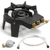 Image de Rechaud gaz fonte véritable 9.8 KW 4 pieds 3 robinets + Tuyau gaz 1.50m et Détendeur Butane