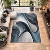 Image de tapis salon 280x380 tissé bleu et gris rectangle motif géométrique LYN8 MADILA
