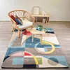 Image de tapis salon 160x230 fait à la main en coton BIO bleu et gris rectangle