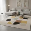 Image de tapis salon 200x290 tissé beige et jaune rectangle motif géométrique CONTEMULTI