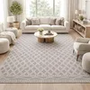 Image de Tapis kilim 160x230 rectangle fait main en PET crème motif géométrique