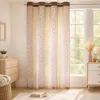 Image de Voilage tamisant motif de pois et rayures Marron Brun 140x240 cm