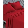 Image de Drap plat - COTON - 1 personne - 180x290 cm - Rouge - Lavable en machine