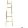 Image de ECHELLE PORTE SERVIETTES PM EVASEE 5 BARREAUX 100% BAMBOU - BAMBOU - Tendance