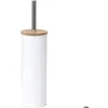 Image de BROSSE WC METAL COUVERCLE BAMBOU - BLANC - Tendance