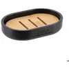 Image de Porte Savon Polyresine - Noir /bambou - TENDANCE