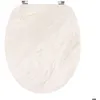 Image de Abattant WC MDF 18 pouces façon marbre beige 4 faces imprimées attaches acier inoxydable - TENDANCE