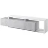 Image de Meuble TV 220cm collection BERGAME. Coloris blanc et gris béton. 220x52x35 Gris