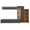 Image de Composition murale collection KLIS 2 coloris gris anthracite et chêne. LED incluses. Meuble tv design