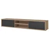 Image de Meuble TV 180cm 2 portes et 2 niches collection MAANUM. Couleur chêne clair et gris.