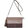 Image de CRAZYCHIC - Sac Bandoulière Paillette Cuir Multicolore Femme - Pochette Soirée Souple Plate Sacoche Trousse Main Epaule - Marron