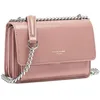 Image de David Jones - Petit Sac Bandoulière Femme - Mini Besace Cuir PU Rigide - Sac Chaînes Porté Epaule - Pochette Soirée - Rose