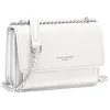 Image de David Jones - Petit Sac Bandoulière Femme - Mini Besace Cuir PU Rigide - Sac Chaînes Porté Epaule - Pochette Soirée - Blanc