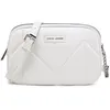 Image de David Jones - Petit Sac Bandoulière Femme Multipoche Zip - Besace Cuir PU Porté Epaule 2 Compartiments - Blanc