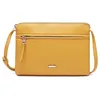 Image de David Jones - Sac Bandoulière Femme - Sacoche Plat Petit Sac à Main Porté Epaule Cuir PU - Pochette Téléphone - Jaune