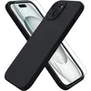 Image de Coque iPhone 15 Silicone Noire + Verre Trempé - Little Boutik®