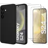Image de Coque Samsung Galaxy S24 Silicone Noire + 2 Verres Trempés - Little Boutik®