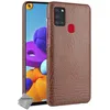 Image de Coque rigide simili cuir crocodile pour Samsung Galaxy A21s + film ecran - MARRON
