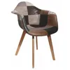 Image de Fauteuil Scandinave Patchwork Cuir Synthétique H 85 x P 605 x L 62 cm Pieds en bois