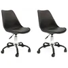 Image de Lot de 2 Chaises - HOME DECO FACTORY - KIRUNA - Roulettes - Confortables - Noires et argent