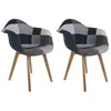 Image de Lot De 2 Fauteuils - Home Deco Factory - Patchwork - Confortables - Bleu Et Gris