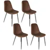 Image de Lot De 4 Chaises - Home Deco Factory - Amber - Pu - Confortables - Marron