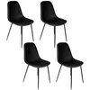 Image de Lot de 4 Chaises - HOME DECO FACTORY - Amber - PU - Confortables - Noires