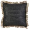 Image de The Home Deco Factory - Coussin design bord de mer en jute Raphia - L. 40 x l. 40 cm - Noir