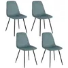 Image de Lot de 4 Chaises - HOME DECO FACTORY - Gulia - Velours Côtelé - Bleu