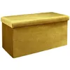 Image de Coffre Banc Pliable - Home Deco Factory - Giulia - Velours Côtelé - Jaune