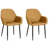 Image de Lot De 2 Fauteuils - Home Deco Factory - Giulia - Scandinave - Velours Côtelé - Jaune Moutarde