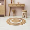 Image de Tapis Rond - HOME DECO FACTORY - Jute Coton - Blanc - 90 cm