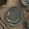 Image de Assiette - Home Deco Factory - Black Forest - Grès - émail Brillant - Verte - D21 Cm
