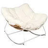 Image de Fauteuil - Home Deco Factory - Odin - Bouclette - Patchwork - Blanc Et Marron