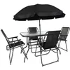 Image de Table De Jardin - Home Deco Factory - 4 Chaises - Parasol - Noir - H70 X L120 X P75 Cm