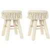 Image de Lot De 2 Tabourets - Home Deco Factory - Pampa - Bohème - Confortables - Beige Et Marron