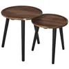 Image de Lot de 2 Tables Gigognes - HOME DECO FACTORY - Rondes - Bois dacacia - Noir et Marron