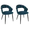 Image de Lot De 2 Chaises - Home Deco Factory - Sawyer - Tressées à La Main - Chic - Bleu Canard