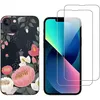 Image de Coque pour iPhone 13 et 2 protections écran Verre Trempé [Fleur] Novago®