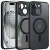 Image de Coque pour iphone 15 plus - 2 vitres verre trempé protège caméra intégré magnetique magsafe noir