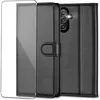 Image de Coque portefeuille - MASSILIA TECH - SAMSUNG GALAXY A54 5G - Cuir noir - 2 vitres en verre trempé - Souple