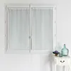 Image de Paire de petits voilages unis à rayures fantaisie Blanc 45x120 cm