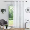 Image de Voilage brodé au style graphique Blanc 140x240 cm